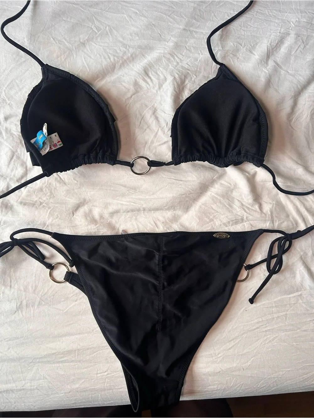 Jessica Simpson Black Ruffled Triangle Bikini Set - Picture 6 of 8